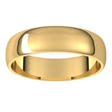 10K Yellow Gold Half Round Light Wedding Band, 5 mm Wide