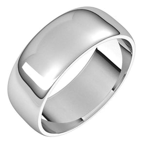 Sterling Silver Half Round Light Wedding Band, 7 mm Wide