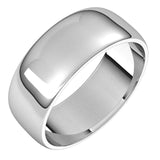 Sterling Silver Half Round Light Wedding Band, 7 mm Wide