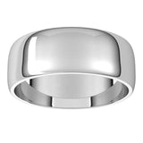 10K White Gold Half Round Light Wedding Band, 7 mm Wide