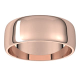 14K Rose Gold Half Round Light Wedding Band, 7 mm Wide