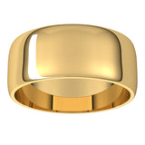 18K Yellow Gold Half Round Light Wedding Band, 8 mm Wide