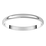 Sterling Silver Half Round Ultra-Light Wedding Band, 2 mm Wide