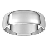 14K White Gold Half Round Ultra-Light Wedding Band, 6 mm Wide