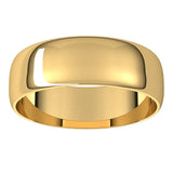 14K Yellow Gold Half Round Ultra-Light Wedding Band, 6 mm Wide