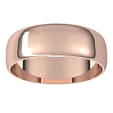 10K Rose Gold Half Round Ultra-Light Wedding Band, 6 mm Wide