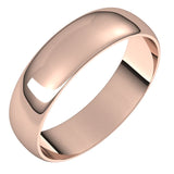 18K Rose Gold Half Round Ultra-Light Wedding Band, 5 mm Wide