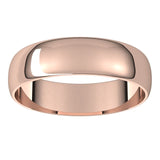 10K Rose Gold Half Round Ultra-Light Wedding Band, 5 mm Wide