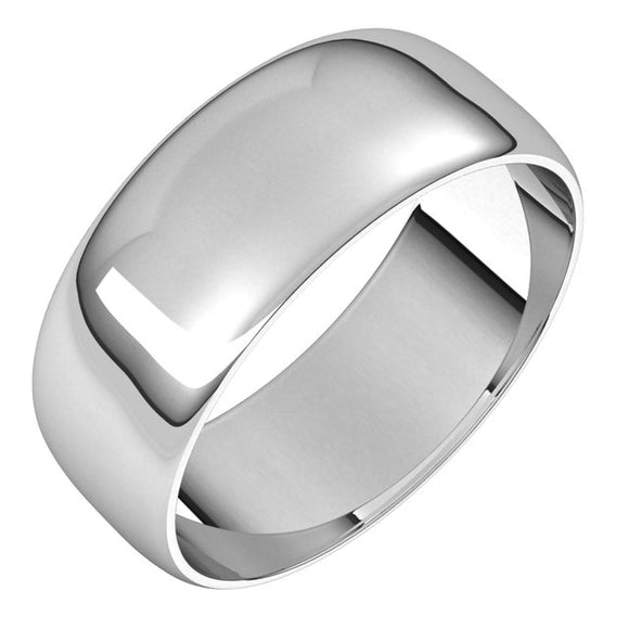 18K White Gold Half Round Ultra-Light Wedding Band, 7 mm Wide