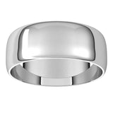 18K White Gold Half Round Ultra-Light Wedding Band, 7 mm Wide