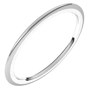 14K White Gold Domed Comfort Fit Wedding Band, 1 mm Wide