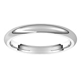 14K White Gold Domed Comfort Fit Wedding Band, 2.5 mm Wide