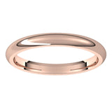 14K Rose Gold Domed Comfort Fit Wedding Band, 2.5 mm Wide