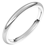 10K White Gold Domed Comfort Fit Wedding Band, 2 mm Wide