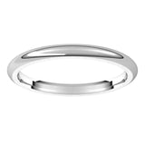 Sterling Silver Domed Comfort Fit Wedding Band, 2 mm Wide