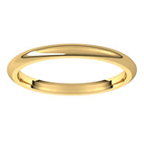 14K Yellow Gold Domed Comfort Fit Wedding Band, 2 mm Wide