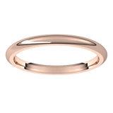 14K Rose Gold Domed Comfort Fit Wedding Band, 2 mm Wide