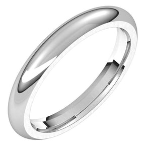 Sterling Silver Domed Comfort Fit Wedding Band, 3 mm Wide