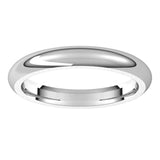 Palladium Domed Comfort Fit Wedding Band, 3 mm Wide