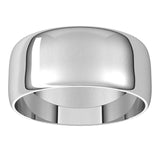 Sterling Silver Half Round Ultra-Light Wedding Band, 8 mm Wide