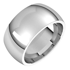 Palladium Domed Comfort Fit Wedding Band, 10 mm Wide