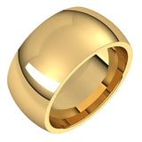 10K Yellow Gold Domed Comfort Fit Wedding Band, 10 mm Wide