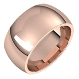 18K Rose Gold Domed Comfort Fit Wedding Band, 10 mm Wide