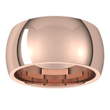 18K Rose Gold Domed Comfort Fit Wedding Band, 10 mm Wide