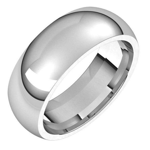 Platinum Domed Comfort Fit Wedding Band, 7 mm Wide