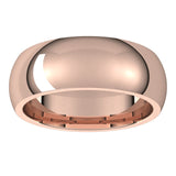 18K Rose Gold Domed Comfort Fit Wedding Band, 7 mm Wide