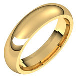 14K Yellow Gold Domed Comfort Fit Wedding Band, 5 mm Wide