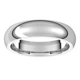 Platinum Domed Comfort Fit Wedding Band, 5 mm Wide