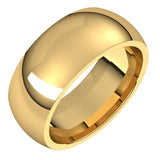 18K Yellow Gold Domed Comfort Fit Wedding Band, 8 mm Wide