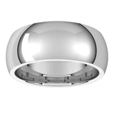 18K White Gold Domed Comfort Fit Wedding Band, 8 mm Wide