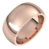 18K Rose Gold Domed Comfort Fit Wedding Band, 9 mm Wide