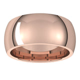 18K Rose Gold Domed Comfort Fit Wedding Band, 9 mm Wide