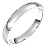 10K White Gold Domed Light Comfort Fit Wedding Band, 3 mm Wide