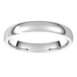 Platinum Domed Light Comfort Fit Wedding Band, 3 mm Wide