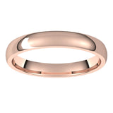 10K Rose Gold Domed Light Comfort Fit Wedding Band, 3 mm Wide