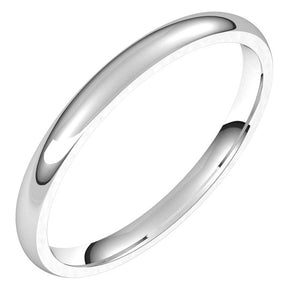 Platinum Domed Light Comfort Fit Wedding Band, 2 mm Wide