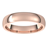 18K Rose Gold Domed Light Comfort Fit Wedding Band, 4 mm Wide