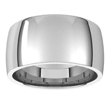 18K White Gold Domed Light Comfort Fit Wedding Band, 10 mm Wide