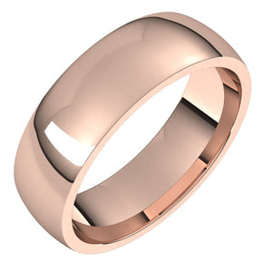 14K Rose Gold Domed Light Comfort Fit Wedding Band, 6 mm Wide