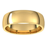 14K Yellow Gold Domed Light Comfort Fit Wedding Band, 6 mm Wide