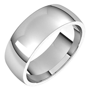 14K White Gold Domed Light Comfort Fit Wedding Band, 7 mm Wide