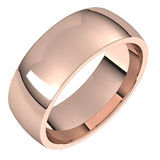 14K Rose Gold Domed Light Comfort Fit Wedding Band, 7 mm Wide