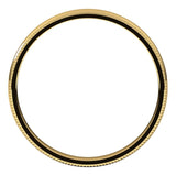 18K Yellow Gold Milgrain Domed Light Comfort Fit Wedding Band, 2.5 mm Wide