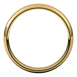 18K Yellow Gold Milgrain Domed Light Comfort Fit Wedding Band, 4 mm Wide