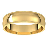 14K Yellow Gold Milgrain Domed Light Comfort Fit Wedding Band, 5 mm Wide