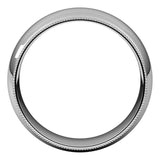 10K White Gold Milgrain Domed Comfort Light Fit Wedding Band, 8 mm Wide